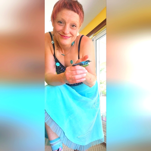 Aqua circle skirt vintage style 50's - Picture 14 of 16